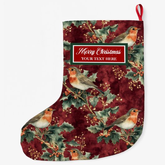 カスタムクリスマスストッキングパーソナライズされた水彩 ラージクリスマスストッキング (裏面)