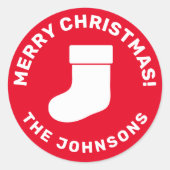 カスタムクリスマスストッキング封筒用シールシール ラウンドシール (正面)