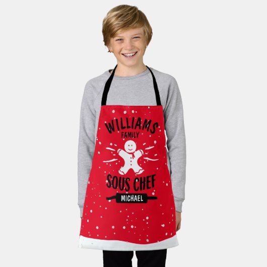 カスタムクリスマススーシェフ、マッチングファミリー エプロン (着用した状態)