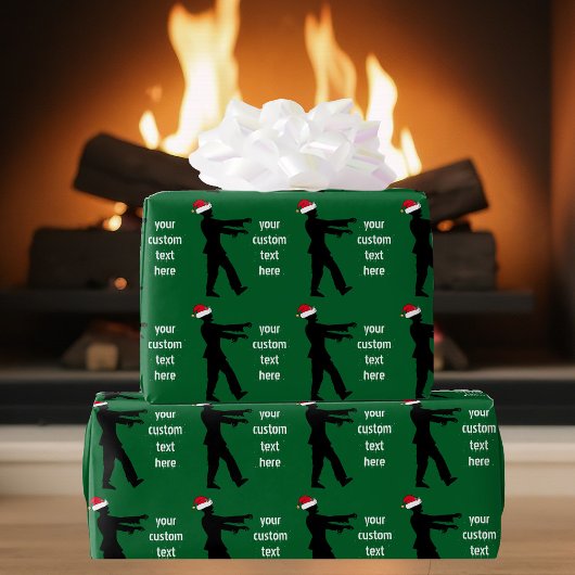 カスタムクリスマスゾンビグリーン ラッピングペーパー