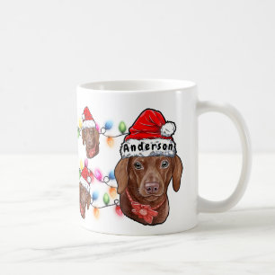 カスタムクリスマスダックスシャンドヘッドサンタハットドッグ コーヒーマグカップ