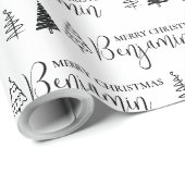 カスタムクリスマスツリーの名前の繰り返しジャンボ ラッピングペーパー (ロールコーナー)