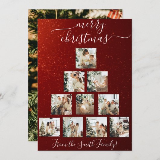 カスタムクリスマスツリークリスマスカード シーズンカード (正面/裏面)