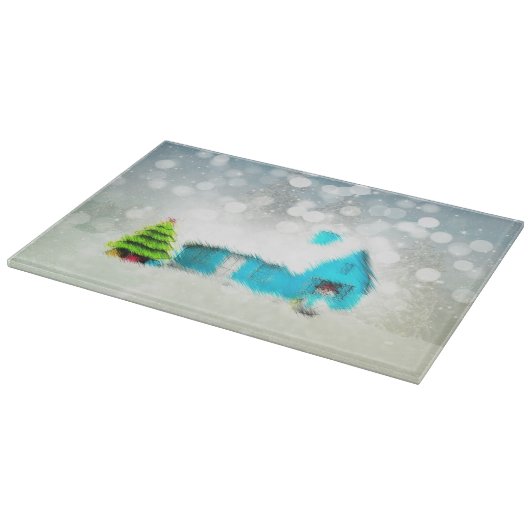 カスタムクリスマスツリースノーマンハウス カッティングボード (角)