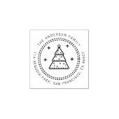 カスタムクリスマスツリーファミリー名差出人住所 ラバースタンプ (インプリント)