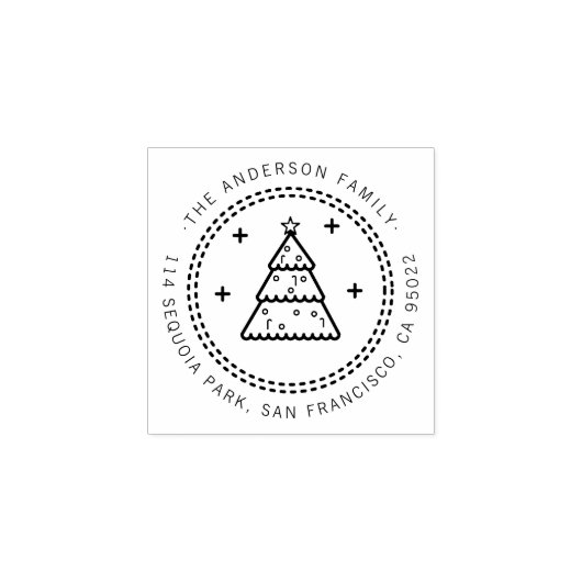 カスタムクリスマスツリーファミリー名差出人住所 ラバースタンプ (インプリント)