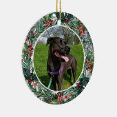 カスタムクリスマスドッグまたは猫の記念写真 セラミックオーナメント (右)