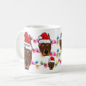 カスタムクリスマスドバーマンヘッドサンタハットドッグ コーヒーマグカップ (正面左)