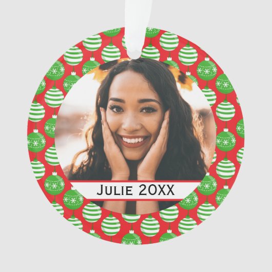 カスタムクリスマスバウブルレッドグリーンオーナメント オーナメント (正面)