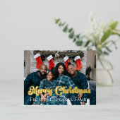 カスタムクリスマスファミリーフォトゴールドフォイル 箔シーズンポストカード (立ち正面)