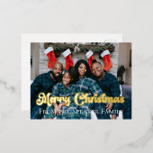 カスタムクリスマスファミリーフォトゴールドフォイル 箔シーズンポストカード (正面/裏面)
