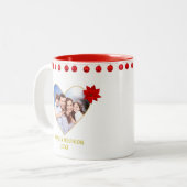 カスタムクリスマスファミリー懇親会写真とハート ツートーンマグカップ (正面左)