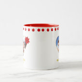 カスタムクリスマスファミリー懇親会写真とハート ツートーンマグカップ (中央)