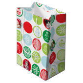 カスタムクリスマスフォトドット ミディアムペーパーバッグ (裏面アングル)