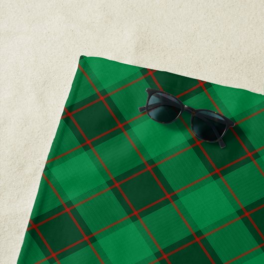 カスタムクリスマスフォトフレーム赤と緑の格子模様 ビーチタオル (インサイチュ)