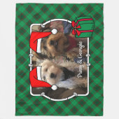 カスタムクリスマスフォトフレーム赤と緑の格子模様 フリースブランケット (正面)