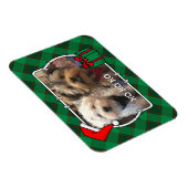 カスタムクリスマスフォトフレーム赤と緑の格子模様 マグネット (右側)