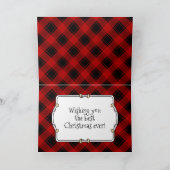 カスタムクリスマスフォトフレーム赤と黒の格子模様 カード (内部)