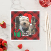 カスタムクリスマスフォトフレーム赤と黒の格子模様 スタンダードランチョンナプキン (インサイチュ)