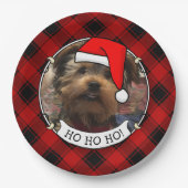 カスタムクリスマスフォトフレーム赤と黒の格子模様 ペーパープレート (正面)