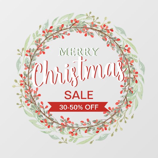 カスタムクリスマスフラワーリース販売事業広告 ウィンドウサイン (シート)