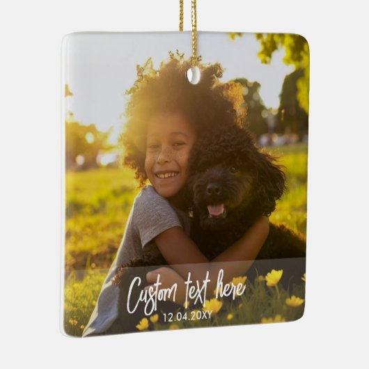 カスタムクリスマスフル2枚フォトスクリプト文字 セラミックオーナメント (右)