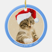 カスタムクリスマスベビーキティ猫の写真 セラミックオーナメント (裏面)