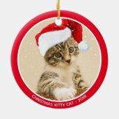 カスタムクリスマスベビーキティ猫の写真 セラミックオーナメント (裏面)