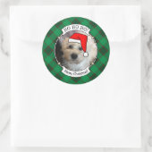 カスタムクリスマスペットフォトフレーム赤と緑の格子模様 ラウンドシール (バッグ)