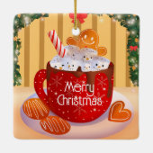 カスタムクリスマスホットチョコレートホリデー セラミックオーナメント (裏面)