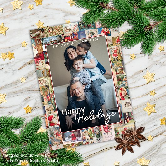 カスタムクリスマスホリデーグリーティングパターンホリデー カード