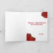 カスタムクリスマスホリデーストッキング&ポインセティータータ サンキューカード (内部)