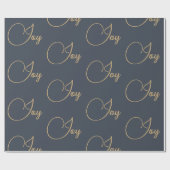 カスタムクリスマスホリデーブルー金ゴールドジョイギフト ラッピングペーパー (フラット)