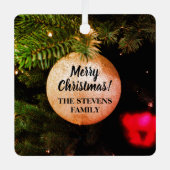 カスタムクリスマスホリデー写真広場 メタルオーナメント (正面)