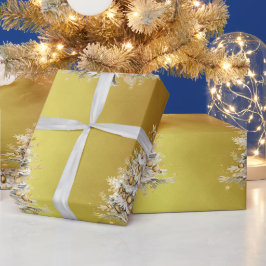 カスタムクリスマスホリデー金ゴールドツリーギフト ラッピングペーパー