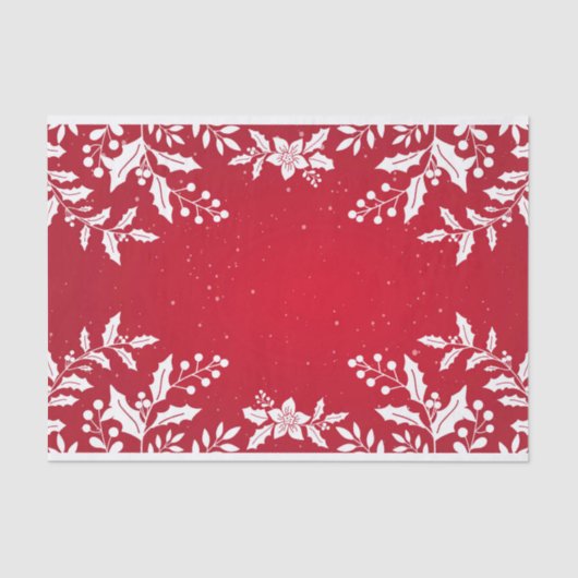 カスタムクリスマスホリーティッシュペーパー 薄葉紙 (正面)