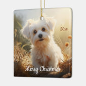カスタムクリスマスマルチーズドッグペット動物 セラミックオーナメント (左)