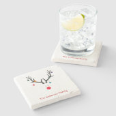 カスタムクリスマスミニマルモダントナカイ一家 ストーンコースター (横)