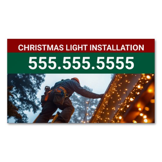 カスタムクリスマスライトインストール会社 マグネット名刺 (正面)