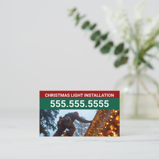カスタムクリスマスライトインストール会社 名刺 (スタンド正面)