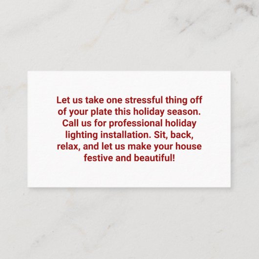 カスタムクリスマスライトインストール会社 名刺 (裏面)