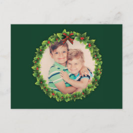 カスタムクリスマスリースご自身のフォトファミリーを追加 シーズンポストカード