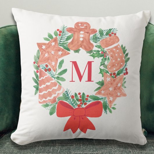 カスタムクリスマスリースモノグラム クッション