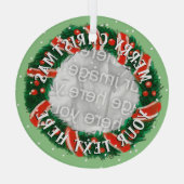 カスタムクリスマスリース縁どカスタム写真ガラス ガラスオーナメント (裏面)