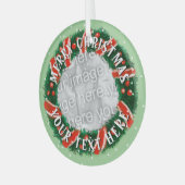 カスタムクリスマスリース縁どカスタム写真ガラス ガラスオーナメント (正面左)