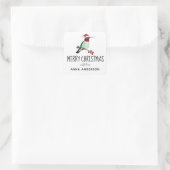 カスタムクリスマスルビーの喉を張ったハミングバードスクエア スクエアシール (バッグ)