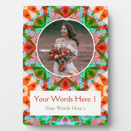 カスタムクリスマスレッドグリーン結婚スター新婚 フォトプラーク (正面)