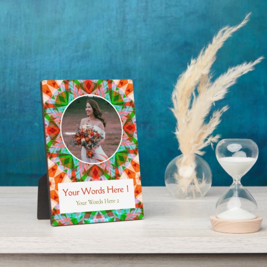 カスタムクリスマスレッドグリーン結婚スター新婚 フォトプラーク (側面)