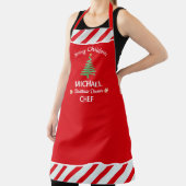 カスタムクリスマスレッド&ホワイトストライプキャンディーケイン エプロン (インサイチュ)