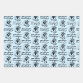 カスタムクリスマスヴィンテージおもしろいサンタブルー ラッピングペーパーシート (正面3)